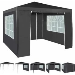 3x3m Gazebo With Side Panels Waterproof Party Event Tent Marquee Steel Frame WS GREY