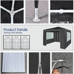 3x3m Gazebo With Side Panels Waterproof Party Event Tent Marquee Steel Frame WS GREY -Outdoor Furniture Store 53620385 3