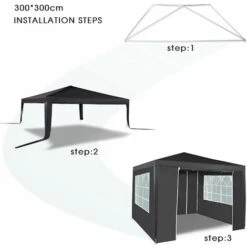 3x3m Gazebo With Side Panels Waterproof Party Event Tent Marquee Steel Frame WS GREY -Outdoor Furniture Store 53620385 5
