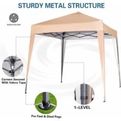 Mcc Premier 2X2m Pop-up Gazebo Waterproof Coating Layer Marquee Canopy WS BEIGE -Outdoor Furniture Store 53620392 2