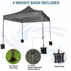MAXIMUS HEAVY DUTY POP UP GAZEBO 3mx3m COMMERCIAL MARKET STALL & 4 WEIGHT BAGS NS GREY -Outdoor Furniture Store 53620394 3