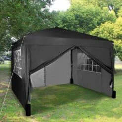 Mcc 3 X 3 M Pop Up Gazebo Waterproof Outdoor Garden Marquee Canopy WS BLACK