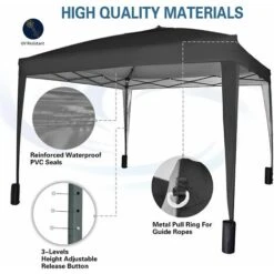 Mcc 3 X 3 M Pop Up Gazebo Waterproof Outdoor Garden Marquee Canopy WS BLACK -Outdoor Furniture Store 53620401 4