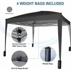 Mcc 3 X 3 M Pop Up Gazebo Waterproof Outdoor Garden Marquee Canopy WS BLACK -Outdoor Furniture Store 53620401 5