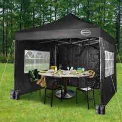 MAXIMUS Heavy Duty Gazebo 3x3m Pop Up Commercial Gazebo Market Stall Marquee WS BLACK
