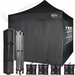 MAXIMUS Heavy Duty Gazebo 3x3m Pop Up Commercial Gazebo Market Stall Marquee WS BLACK -Outdoor Furniture Store 53620408 3