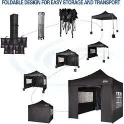 MAXIMUS Heavy Duty Gazebo 3x3m Pop Up Commercial Gazebo Market Stall Marquee WS BLACK -Outdoor Furniture Store 53620408 4