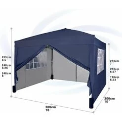 Mcc 3 X 3 M Pop Up Gazebo Waterproof Outdoor Garden Marquee Canopy WS BLUE -Outdoor Furniture Store 53620412 3