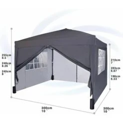 Mcc 3 X 3 M Pop Up Gazebo Waterproof Outdoor Garden Marquee Canopy WS GREY -Outdoor Furniture Store 53620413 3
