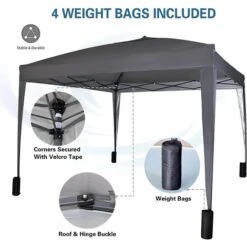 Mcc 3 X 3 M Pop Up Gazebo Waterproof Outdoor Garden Marquee Canopy WS GREY -Outdoor Furniture Store 53620413 5
