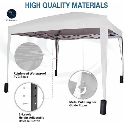 Mcc 3 X 3 M Pop Up Gazebo Waterproof Outdoor Garden Marquee Canopy WS WHITE 5 Mcc 3 X 3 M Pop Up Gazebo Waterproof Outdoor Garden Marquee Canopy WS WHITE - Image 3
