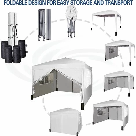 Mcc 3 X 3 M Pop Up Gazebo Waterproof Outdoor Garden Marquee Canopy WS WHITE 7 Mcc 3 X 3 M Pop Up Gazebo Waterproof Outdoor Garden Marquee Canopy WS WHITE - Image 5