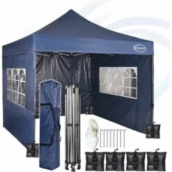 MAXIMUS Heavy Duty Gazebo 3x3m Pop Up Commercial Gazebo Market Stall Marquee WS BLUE