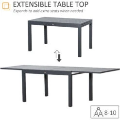 Outsunny Extendable Garden Table 10 Seater For Lawn Balcony And Backyard Grey 10 Outsunny Extendable Garden Table 10 Seater For Lawn Balcony And Backyard Grey -Outdoor Furniture Store 53630429 4
