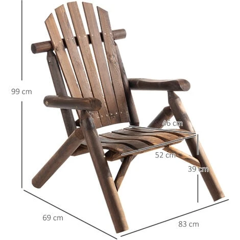 Outsunny Outdoor Patio Adirondack Chair W/ Fir Wood Frame Carbonized Color 4 Outsunny Outdoor Patio Adirondack Chair W/ Fir Wood Frame Carbonized Color - Image 2