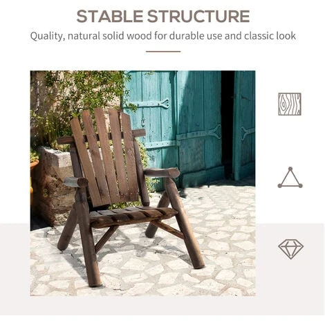 Outsunny Outdoor Patio Adirondack Chair W/ Fir Wood Frame Carbonized Color 6 Outsunny Outdoor Patio Adirondack Chair W/ Fir Wood Frame Carbonized Color - Image 4