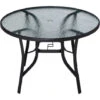 Outsunny 106cm Round Garden Dining Table With Parasol Hole Tempered Glass Top 2 Outsunny 106cm Round Garden Dining Table With Parasol Hole Tempered Glass Top -Outdoor Furniture Store 53918216 1