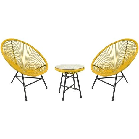 RayGar 3pcs Bistro Egg Designer String Chair Indoor & Garden Set - Yellow 7 RayGar 3pcs Bistro Egg Designer String Chair Indoor & Garden Set - Yellow - Image 5