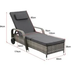 KMS BIRCHTREE Rattan Lounger SRL01 Grey -Outdoor Furniture Store 53964653 2