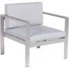 Minimalistic Modern Garden Outdoor Armchair Silver Frame Light Grey Seat Salerno -Outdoor Furniture Store 54029179 1