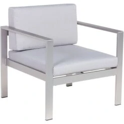 Outdoor Furniture Store 19 Minimalistic Modern Garden Outdoor Armchair Silver Frame Light Grey Seat Salerno