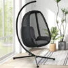 Hanging Hammock Chair Swing Egg Chair W/ Cushion & Waterproof Cover Black -Outdoor Furniture Store 54177237 1
