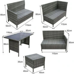 Lymington Corner Sofa Set- Rattan Corner Sofa With Comfy Polycotton Stuffed Grey Cushion And Back Pillows -Outdoor Furniture Store 54377568 5