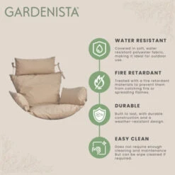 Gardenista Outdoor Hanging Swing Chair Cushions, Water Resistant Hammock Seat Pillow With Headrest, Soft Cushion For Wicker Egg Chairs With Side Pillows, Stone -Outdoor Furniture Store 54386259 3