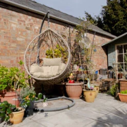 Gardenista Outdoor Hanging Swing Chair Cushions, Water Resistant Hammock Seat Pillow With Headrest, Soft Cushion For Wicker Egg Chairs With Side Pillows, Stone -Outdoor Furniture Store 54386259 4