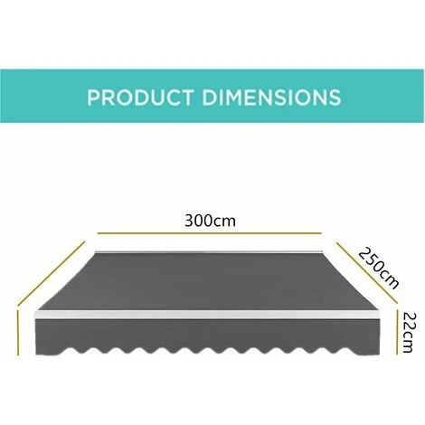 GIZCAM 2.5 X 3m Manual Awning, Articulated Arm Awning,Awning Cover Garden Patio Canopy Sun Shade Shelter Retractable Grey 4 GIZCAM 2.5 X 3m Manual Awning, Articulated Arm Awning,Awning Cover Garden Patio Canopy Sun Shade Shelter Retractable Grey - Image 2