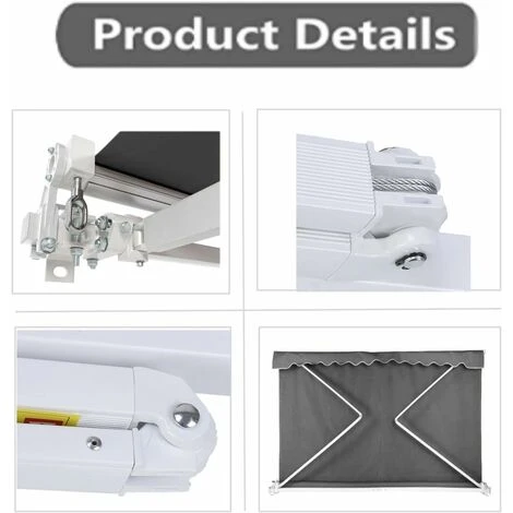 GIZCAM 2.5 X 3m Manual Awning, Articulated Arm Awning,Awning Cover Garden Patio Canopy Sun Shade Shelter Retractable Grey 5 GIZCAM 2.5 X 3m Manual Awning, Articulated Arm Awning,Awning Cover Garden Patio Canopy Sun Shade Shelter Retractable Grey - Image 3