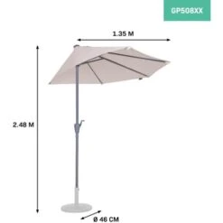 VONROC Parasol Magione - Balcony Parasol - 270x135cm - UV Resistant - Beige - Incl. Protection Cover -Outdoor Furniture Store 54466894 3