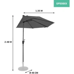 VONROC Parasol Magione - Balcony Parasol - 270x135cm - UV Resistant - Grey - Incl. Protection Cover -Outdoor Furniture Store 54466895 3