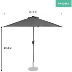 VONROC Parasol Magione - Balcony Parasol - 270x135cm - UV Resistant - Grey - Incl. Protection Cover -Outdoor Furniture Store 54466895 4