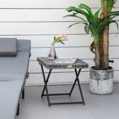 Outsunny Folding Square Rattan Coffee Table W/ Steel Frame Bistro Garden Grey 9 Outsunny Folding Square Rattan Coffee Table W/ Steel Frame Bistro Garden Grey -Outdoor Furniture Store 54662354 3
