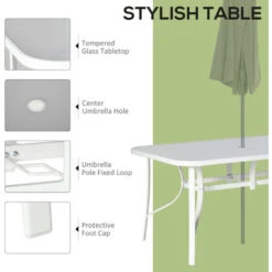 Outsunny 7 Piece Garden Dining Set W/ Dining Table And Chairs For Backyard Grey 10 Outsunny 7 Piece Garden Dining Set W/ Dining Table And Chairs For Backyard Grey -Outdoor Furniture Store 54691312 4