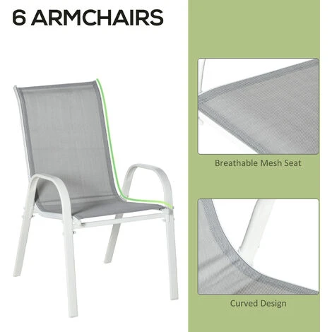 Outsunny 7 Piece Garden Dining Set W/ Dining Table And Chairs For Backyard Grey 7 Outsunny 7 Piece Garden Dining Set W/ Dining Table And Chairs For Backyard Grey - Image 5