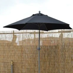 2m Lightweight Black Aluminium Garden Parasol With Tilt Mechanism