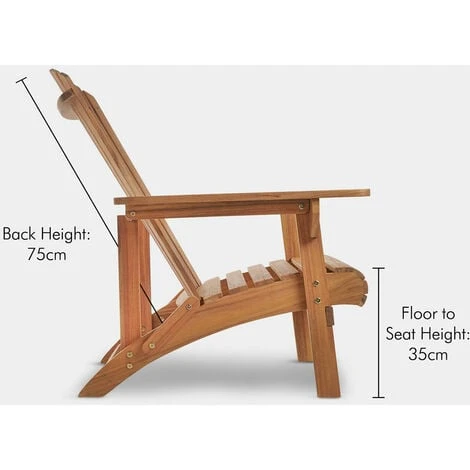 VonHaus Adirondack Chair - Outdoor Garden Furniture Fire Pit Chair Made From Acacia Hardwood With Oiled Finish 4 VonHaus Adirondack Chair - Outdoor Garden Furniture Fire Pit Chair Made From Acacia Hardwood With Oiled Finish - Image 2