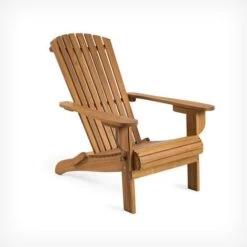 VonHaus Folding Adirondack Chair - Outdoor Garden Furniture Fire Pit Chair Made From Acacia Hardwood With Oiled Finish