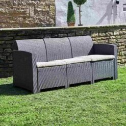 Marbella Graphite 3-Seater Rattan Effect Sofa Outdoor Garden Patio Furniture -Outdoor Furniture Store 54954230 4