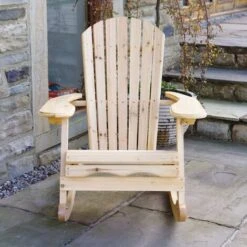 Trueshopping Bowland Adirondack Wooden Rocking Chair For Garden Or Patio -Outdoor Furniture Store 54954239 3