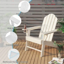 Garden Adirondack Chair Ergonomic Outdoor Patio Sun Lounger With Cup Holder -Outdoor Furniture Store 55061626 5