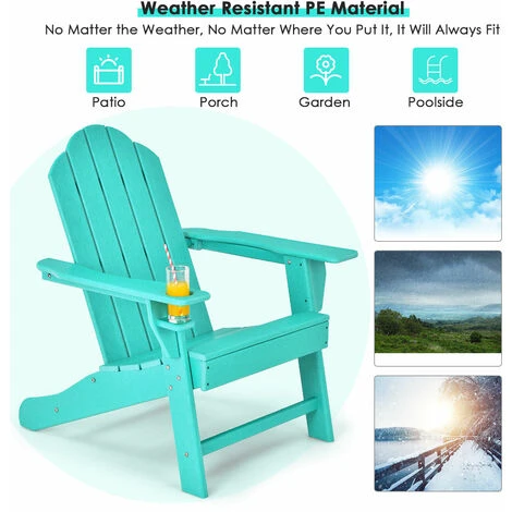 Garden Adirondack Chair Ergonomic Outdoor Patio Sun Lounger With Cup Holder 5 Garden Adirondack Chair Ergonomic Outdoor Patio Sun Lounger With Cup Holder - Image 3