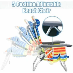 Set Of 2 Beach Chair Set Portable Camping Chairs Folding Outdoor Garden Recliner -Outdoor Furniture Store 55061638 5