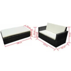 2 Piece Garden Lounge Set With Cushions Poly Rattan Black VidaXL -Outdoor Furniture Store 5518298 3