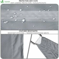 VOUNOT Sun Shade Sail Waterproof Triangle Sail Canopy With Mounting Ropes 3x3x3m, Grey -Outdoor Furniture Store 55285510 4