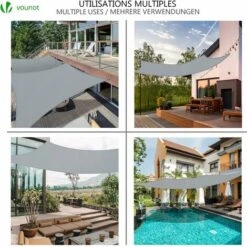 VOUNOT Sun Shade Sail Waterproof Rectangler Sail Canopy With Mounting Ropes 3x5m, Grey 9 VOUNOT Sun Shade Sail Waterproof Rectangler Sail Canopy With Mounting Ropes 3x5m, Grey -Outdoor Furniture Store 55285511 3
