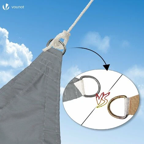 VOUNOT Sun Shade Sail Waterproof Rectangler Sail Canopy With Mounting Ropes 3x4m, Grey 4 VOUNOT Sun Shade Sail Waterproof Rectangler Sail Canopy With Mounting Ropes 3x4m, Grey - Image 2