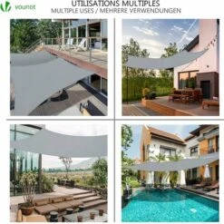 VOUNOT Sun Shade Sail Waterproof Rectangler Sail Canopy With Mounting Ropes 3x4m, Grey 9 VOUNOT Sun Shade Sail Waterproof Rectangler Sail Canopy With Mounting Ropes 3x4m, Grey -Outdoor Furniture Store 55285512 3